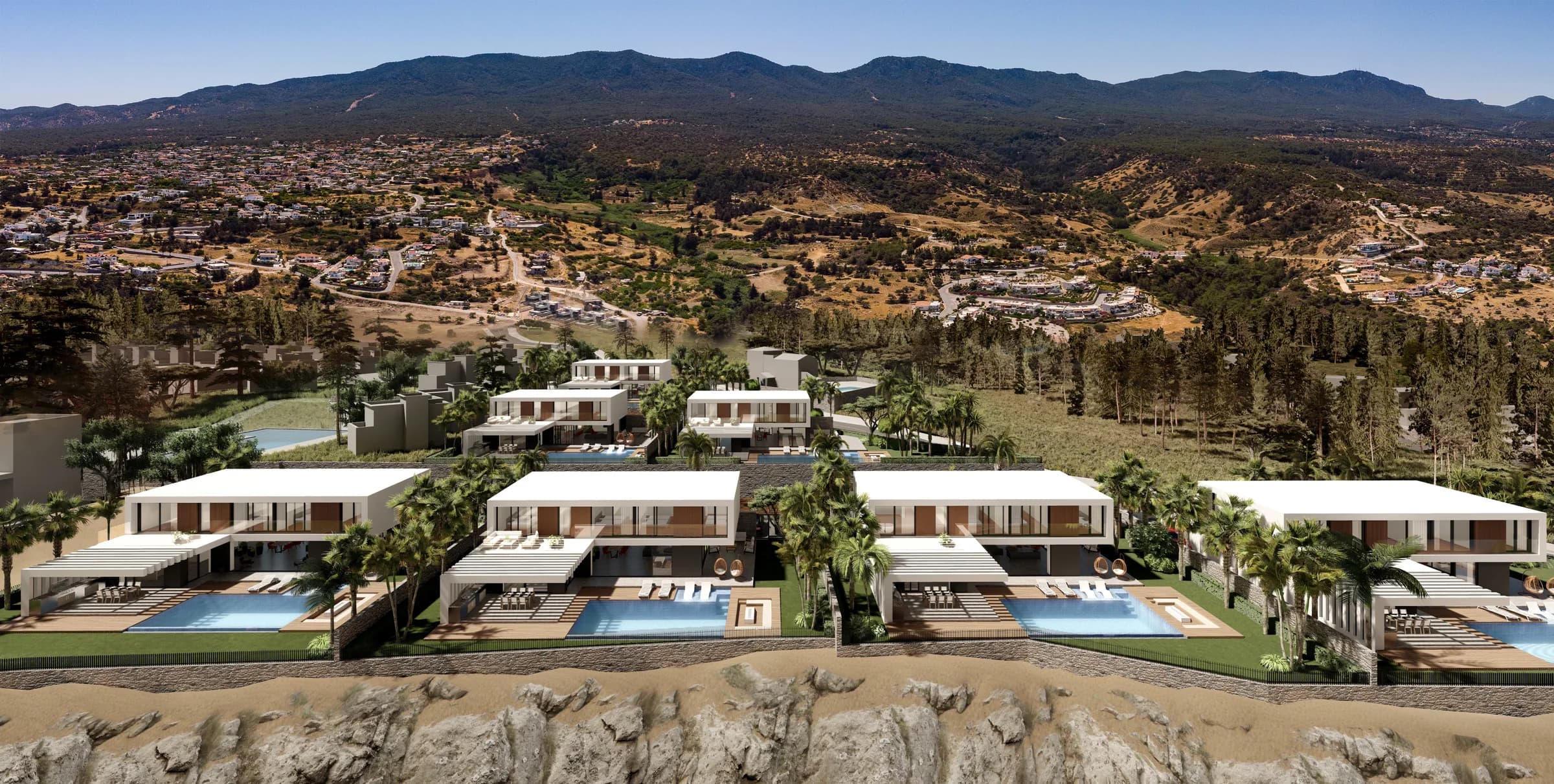 Villas with the Kyrenia mountains behind