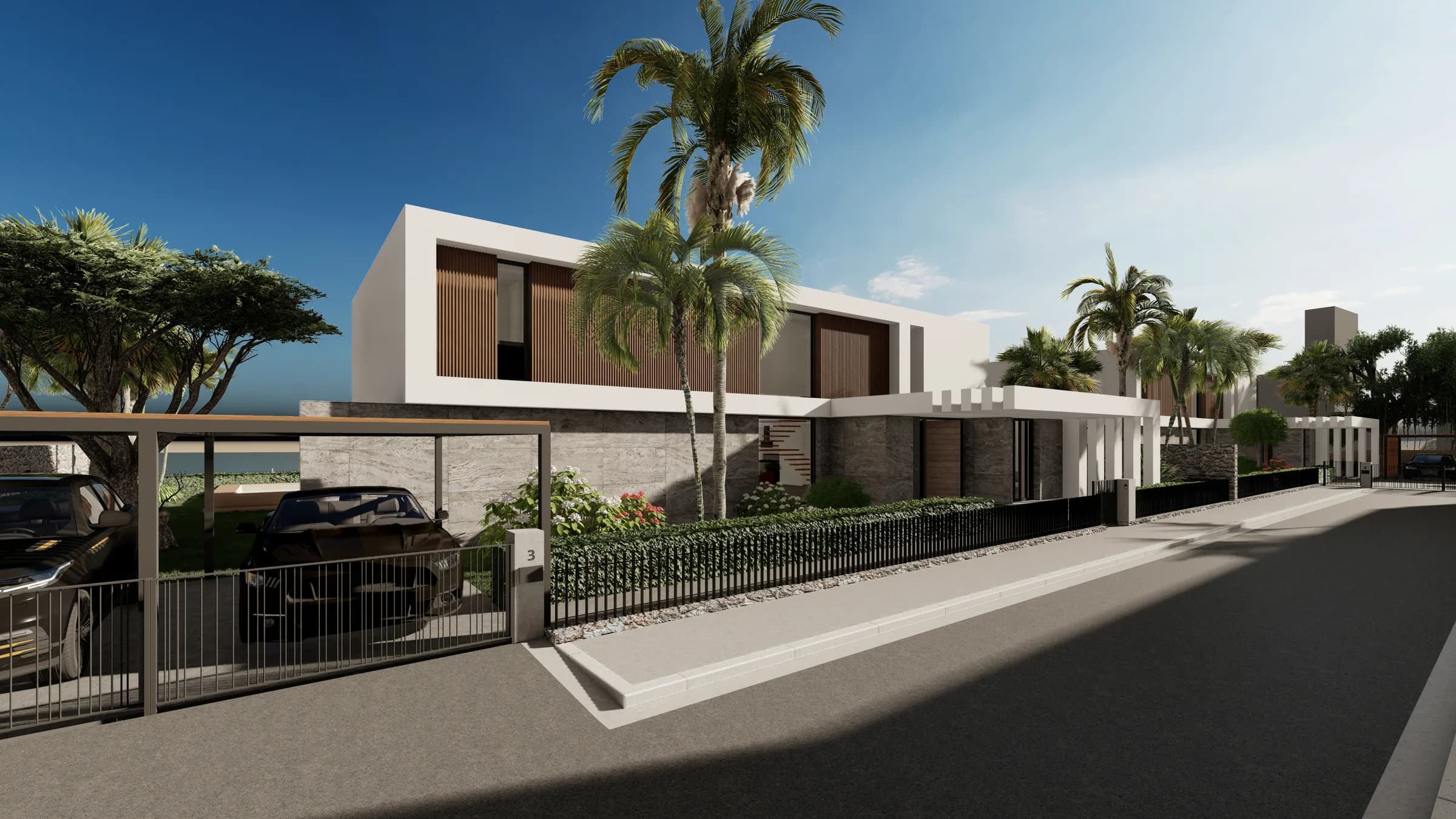 Villa facade from the access road