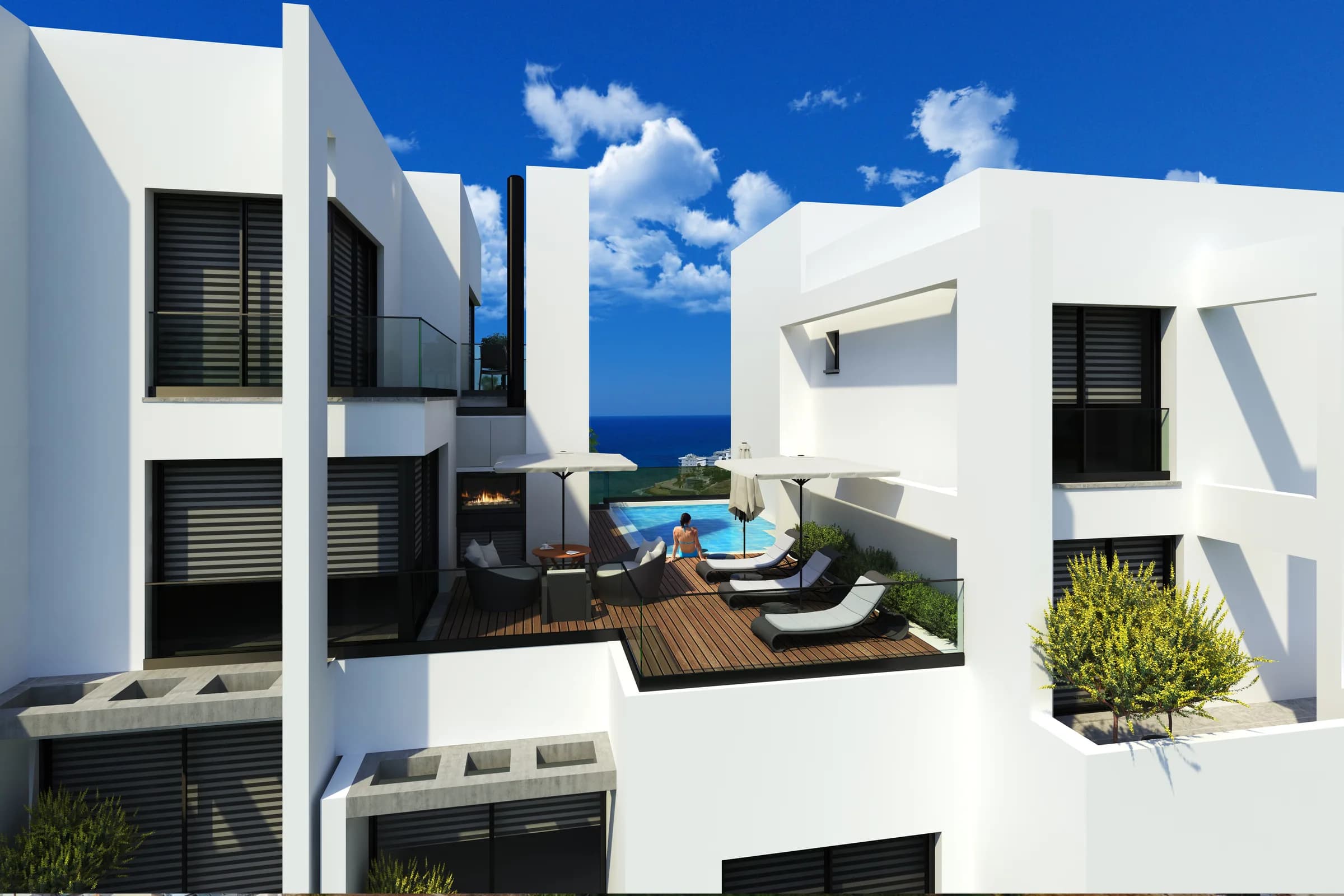 Penthouse roof terrace with a private pool, visualisation