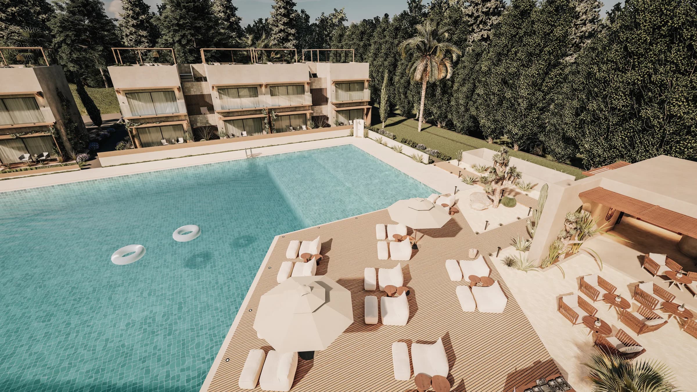 Communal pool and sun deck (visualisation)