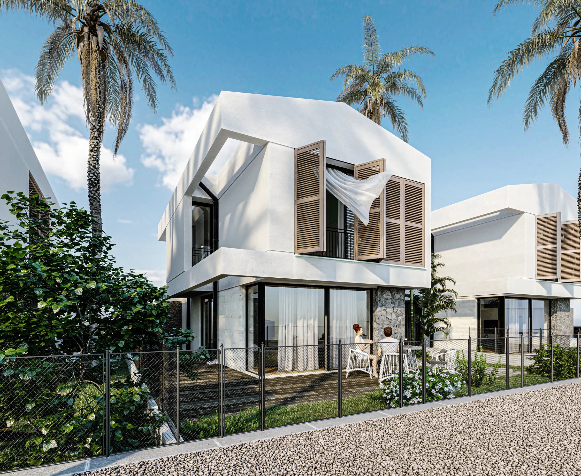 Type A villa and its garden, visualisation