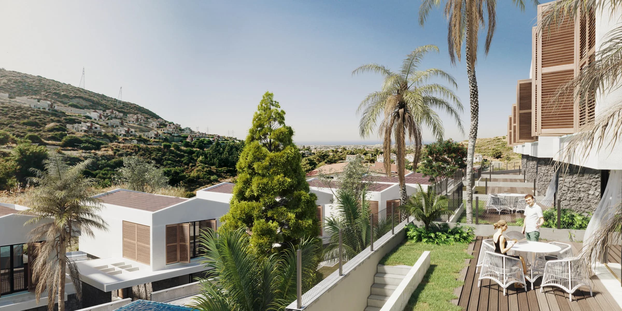 View from the gardens towards the coast, visualisation