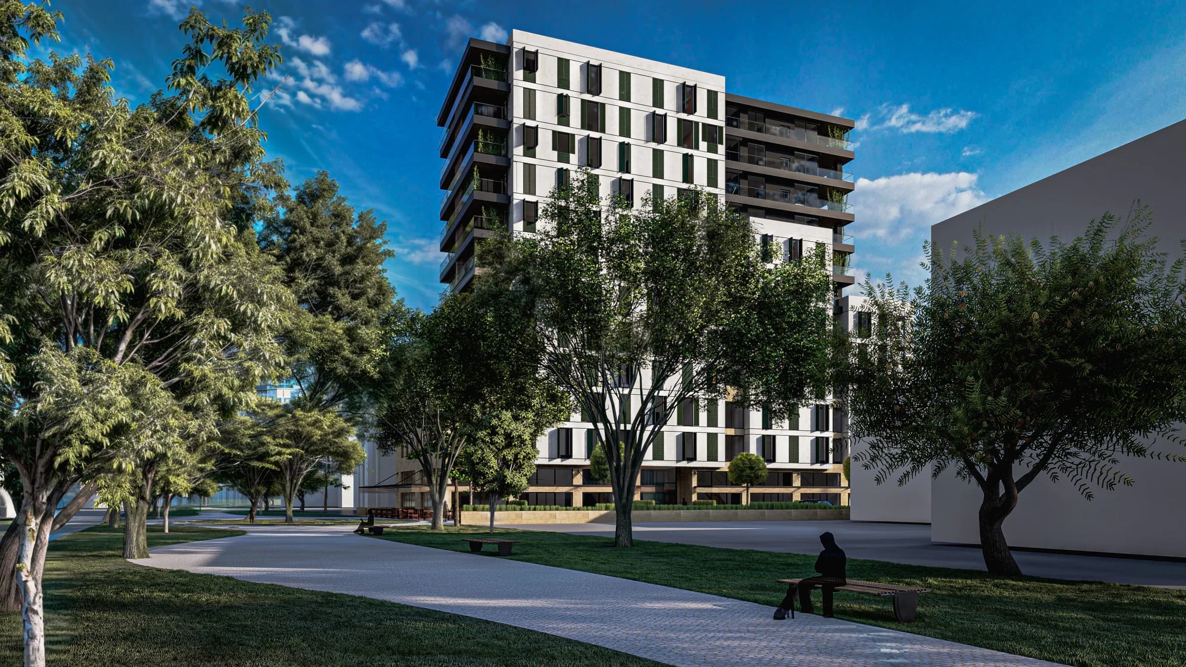 Nicosia Residence od strony parku Kumsal (wizualizacja)