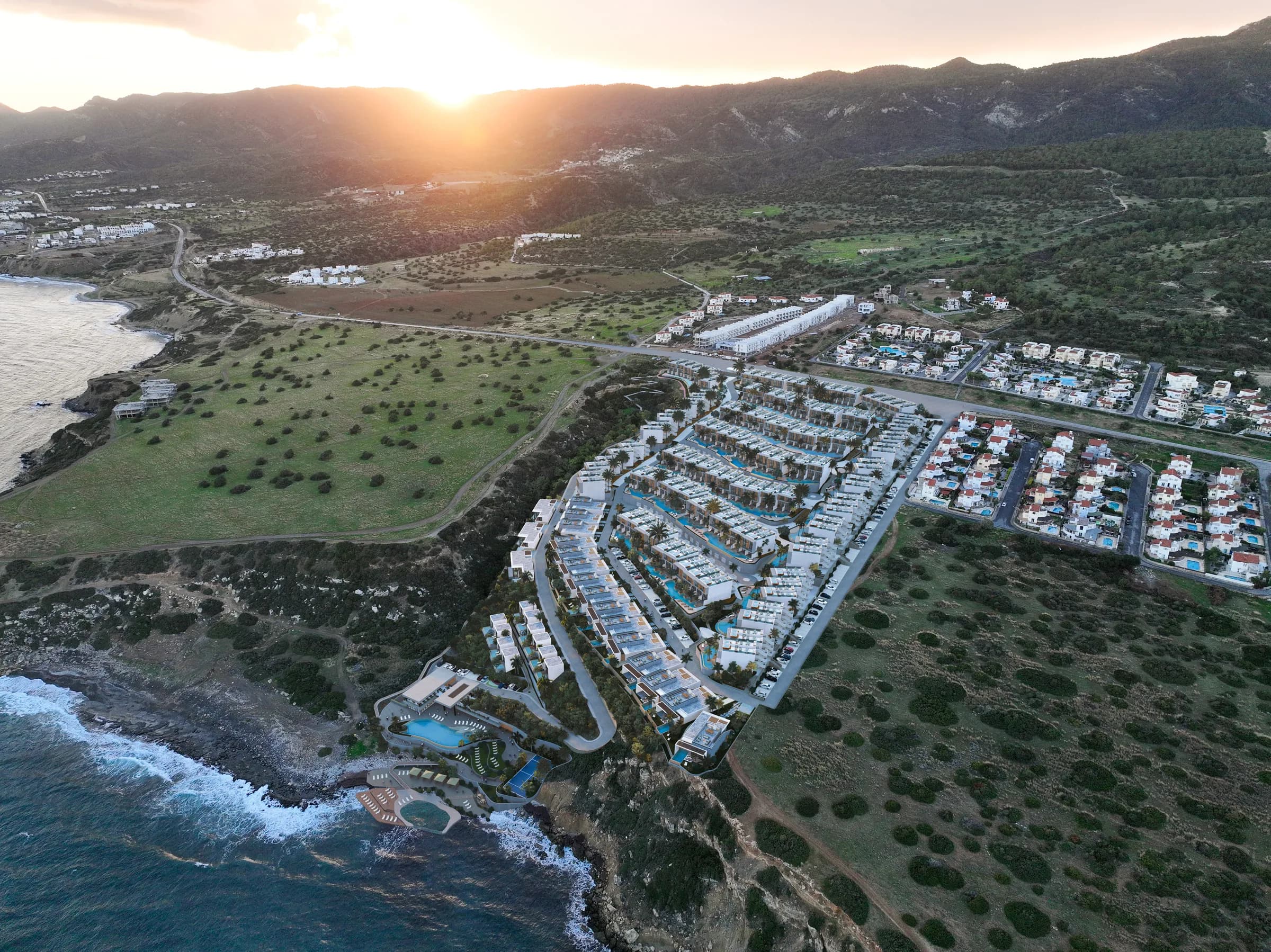 Aerial view of Casa del Mare on the Esentepe coast (visualisation)