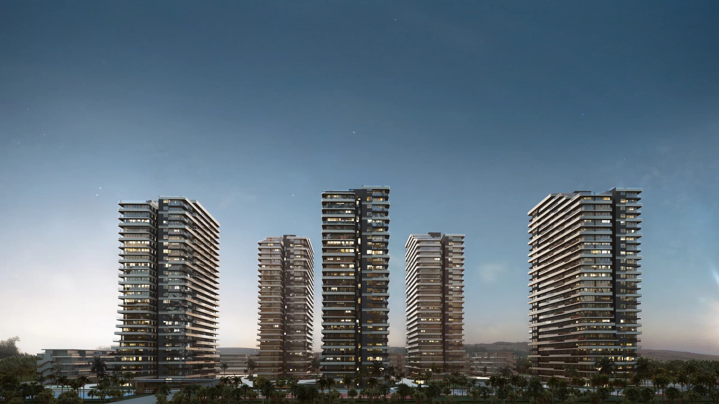 Five towers of Grand Sapphire BLU (visualisation)